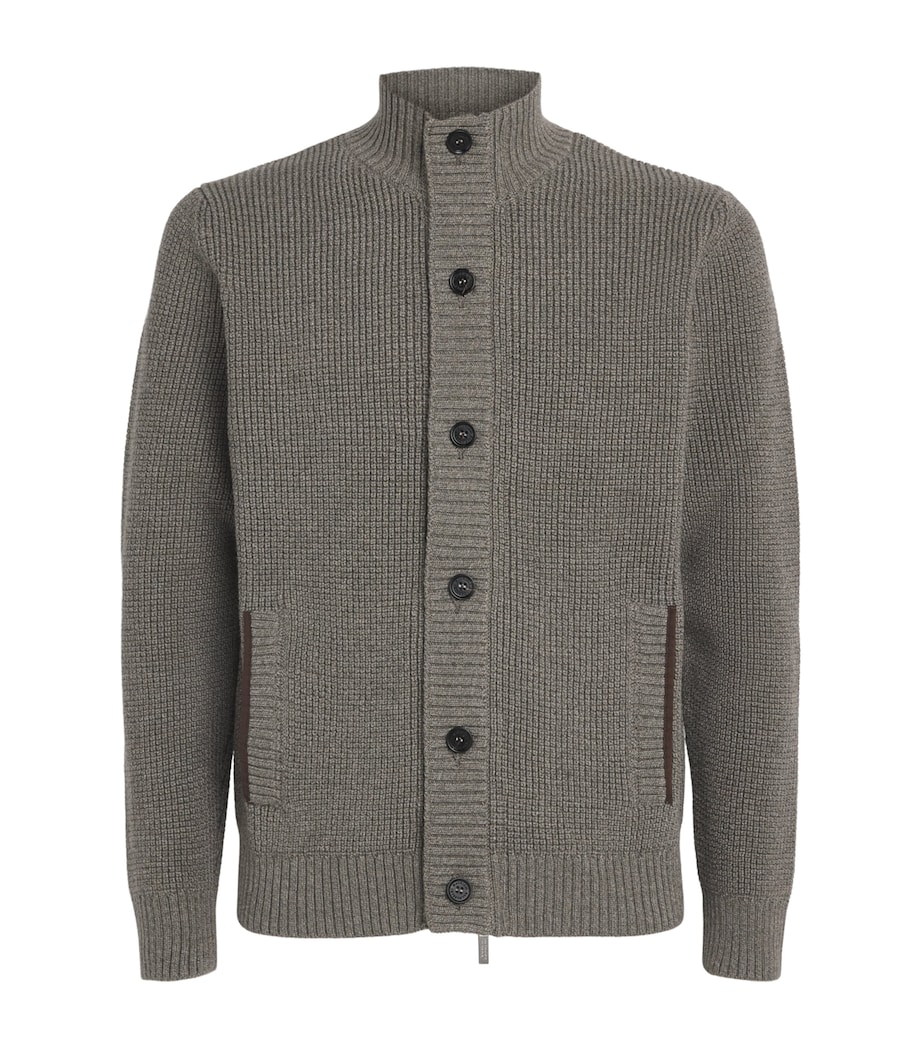 Maurizio Baldassari Mens Virgin Wool Brenta Cardigan Lunar Rock Grey Image 1