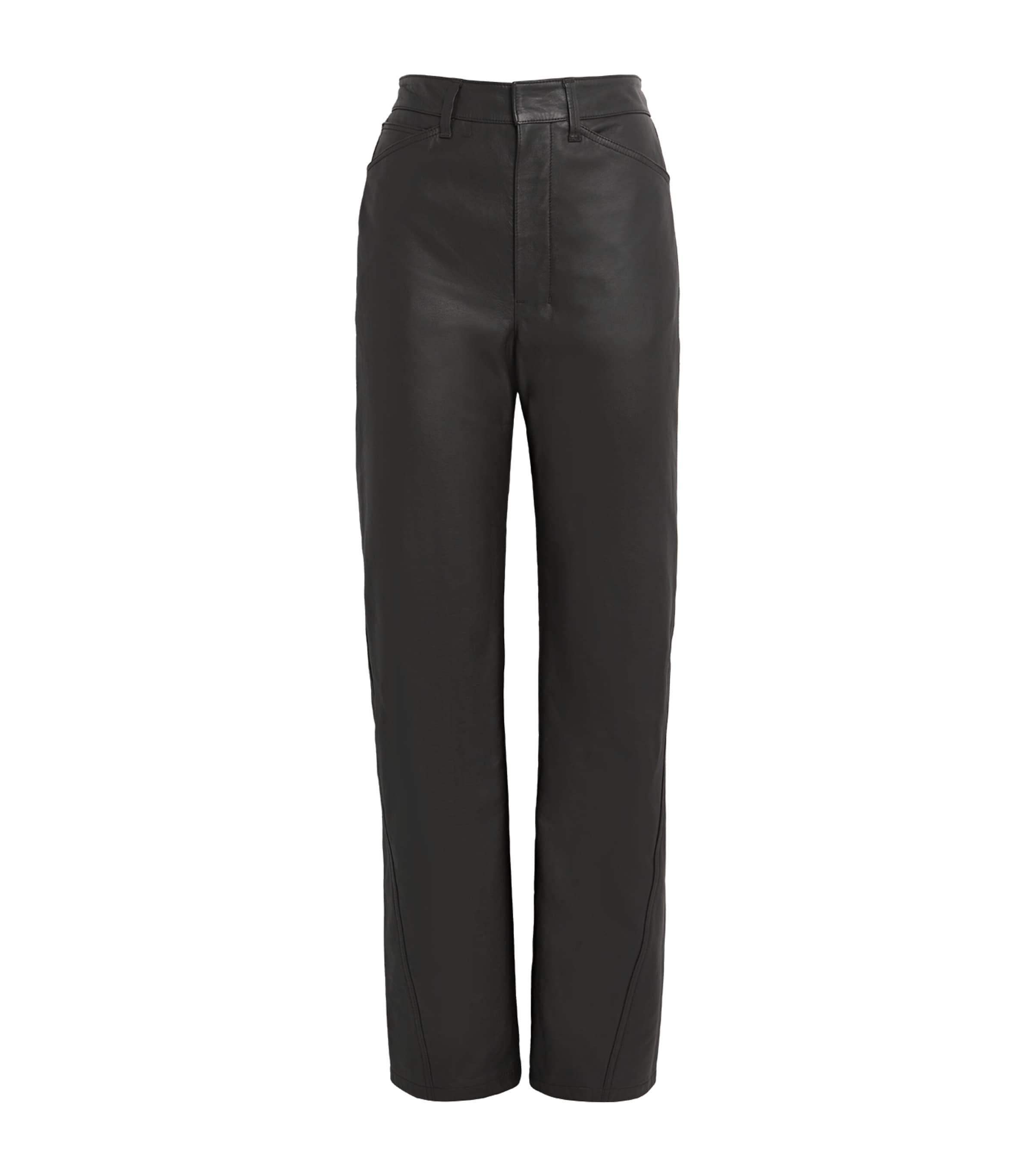 Lemaire Calfskin Straight Trousers In Brown