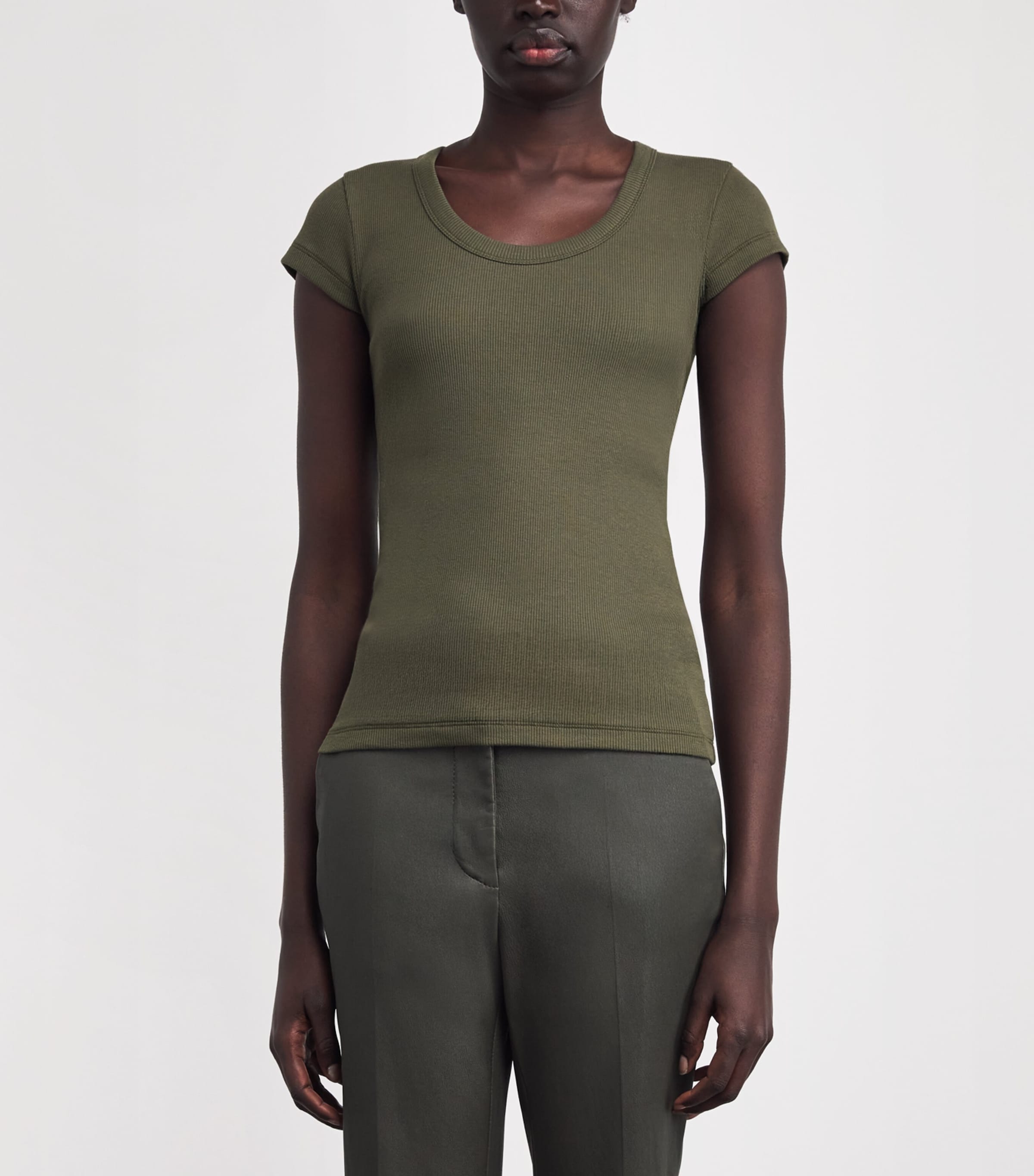 Stretch-Cotton Ribbed Saba Top PALM LEAF Image 3