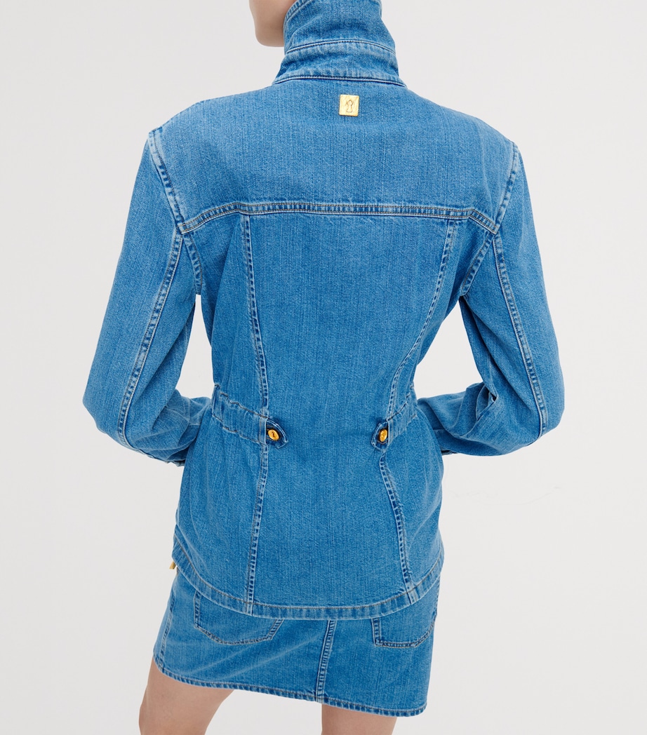 Schiaparelli Womens Denim Smocked Safari Shirt Blue Image 3