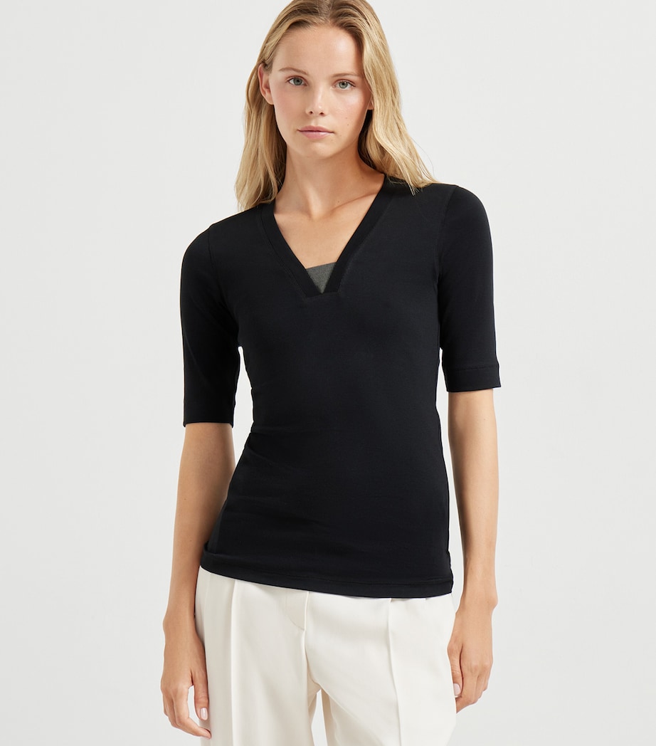 Stretch-Cotton Monili-Detail T-Shirt C101 Image 2