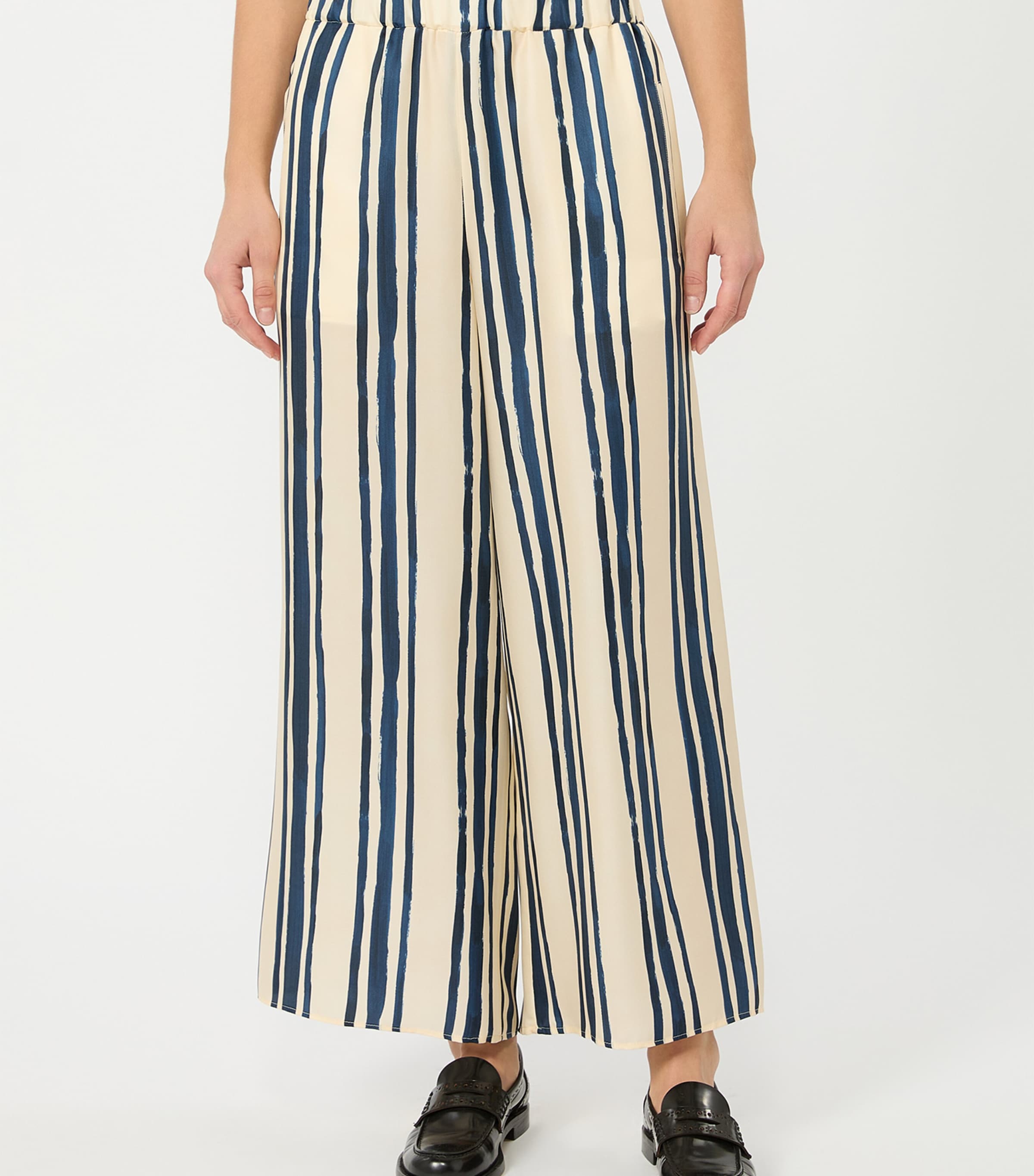 Weekend Max Mara Womens Silk Wide-Leg Trousers Navy Image 2
