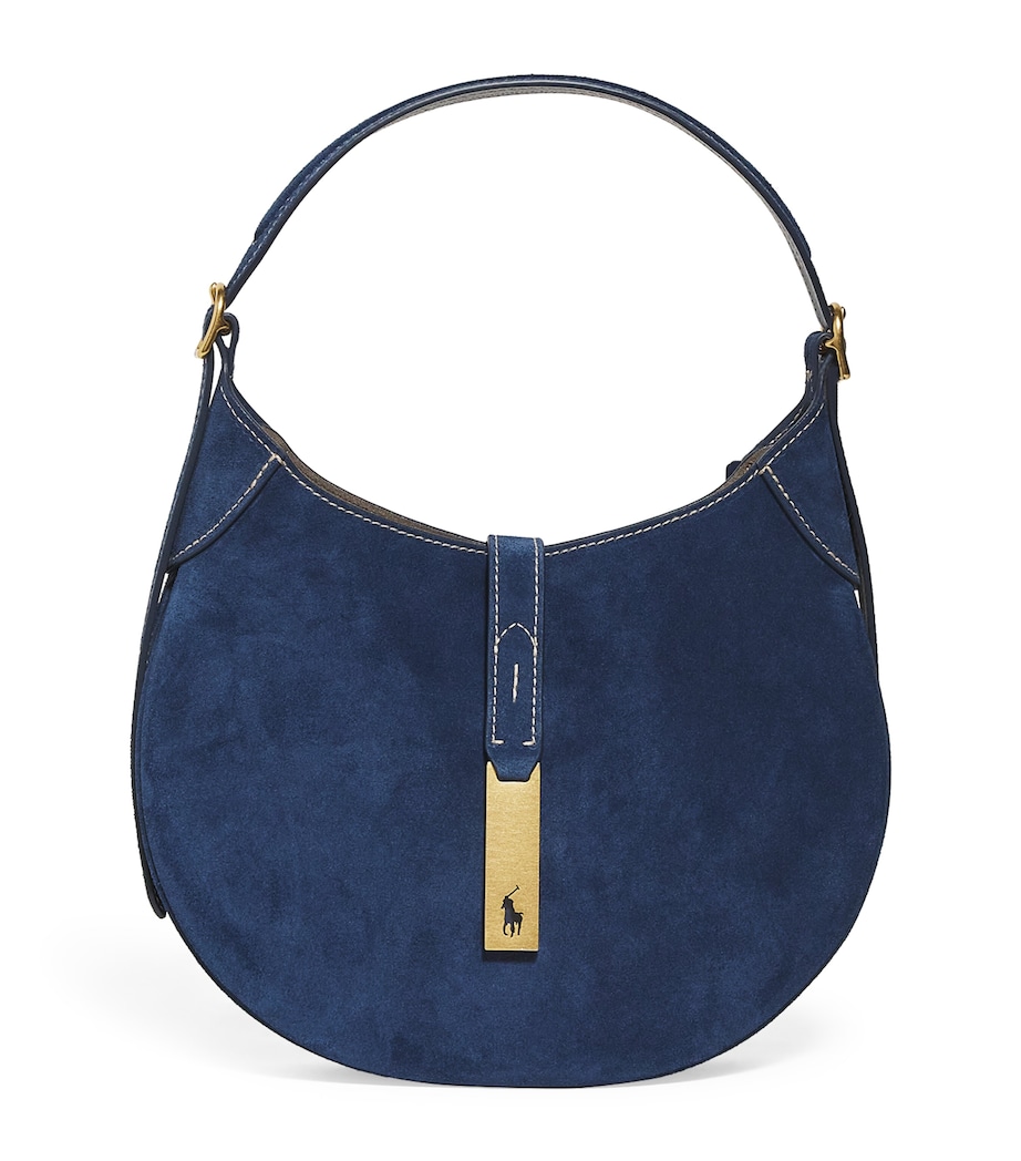 Polo Ralph Lauren Small Suede ID Shoulder Bag Dark Jean Image 1