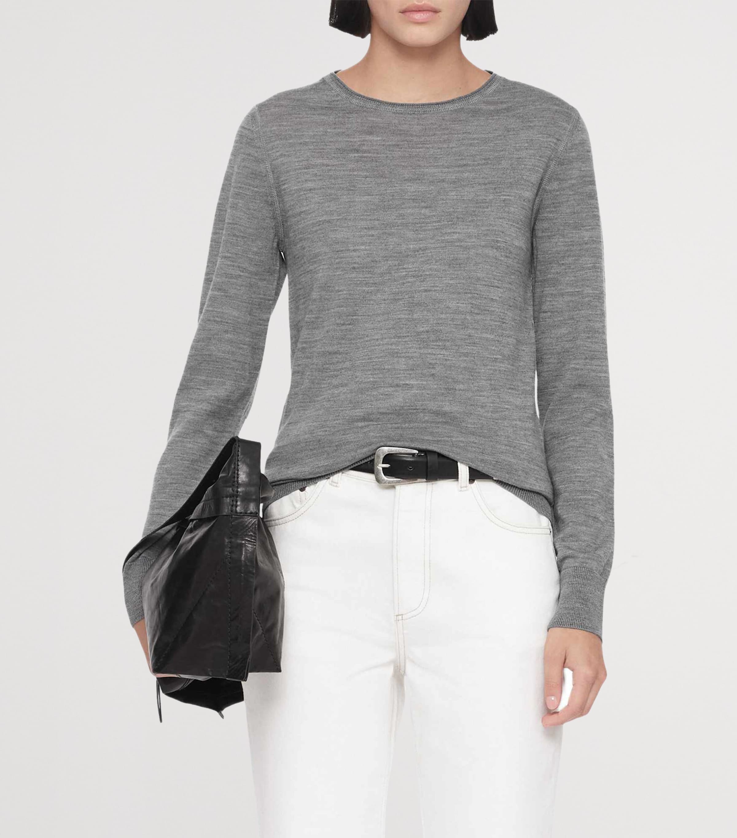 AllSaints Womens Merino Wool Coyte Sweater Grey Marl Image 3