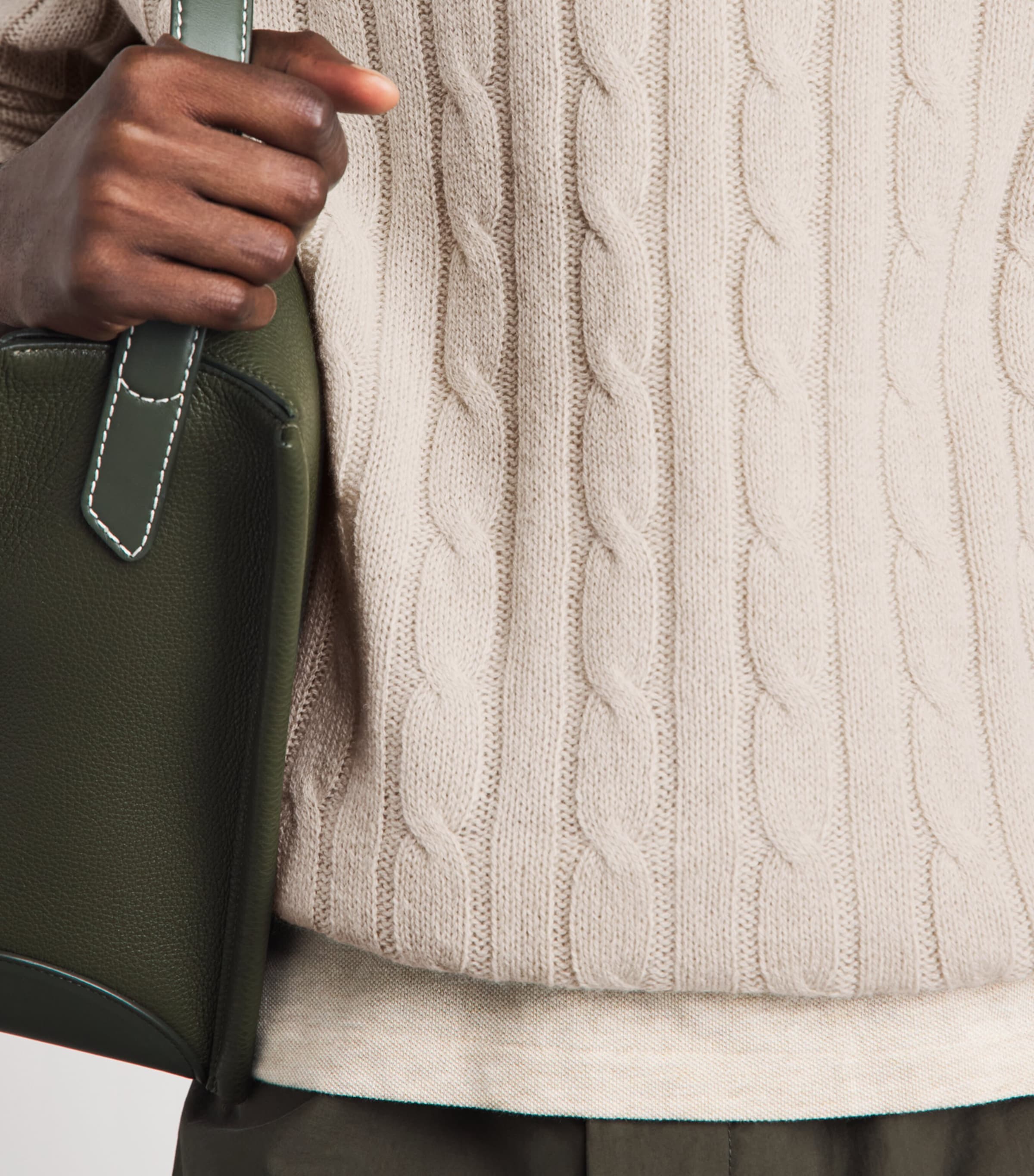 Polo Ralph Lauren Mens Cashmere Cable-Knit Sweater Light Wlnut Brn Hthr Image 3