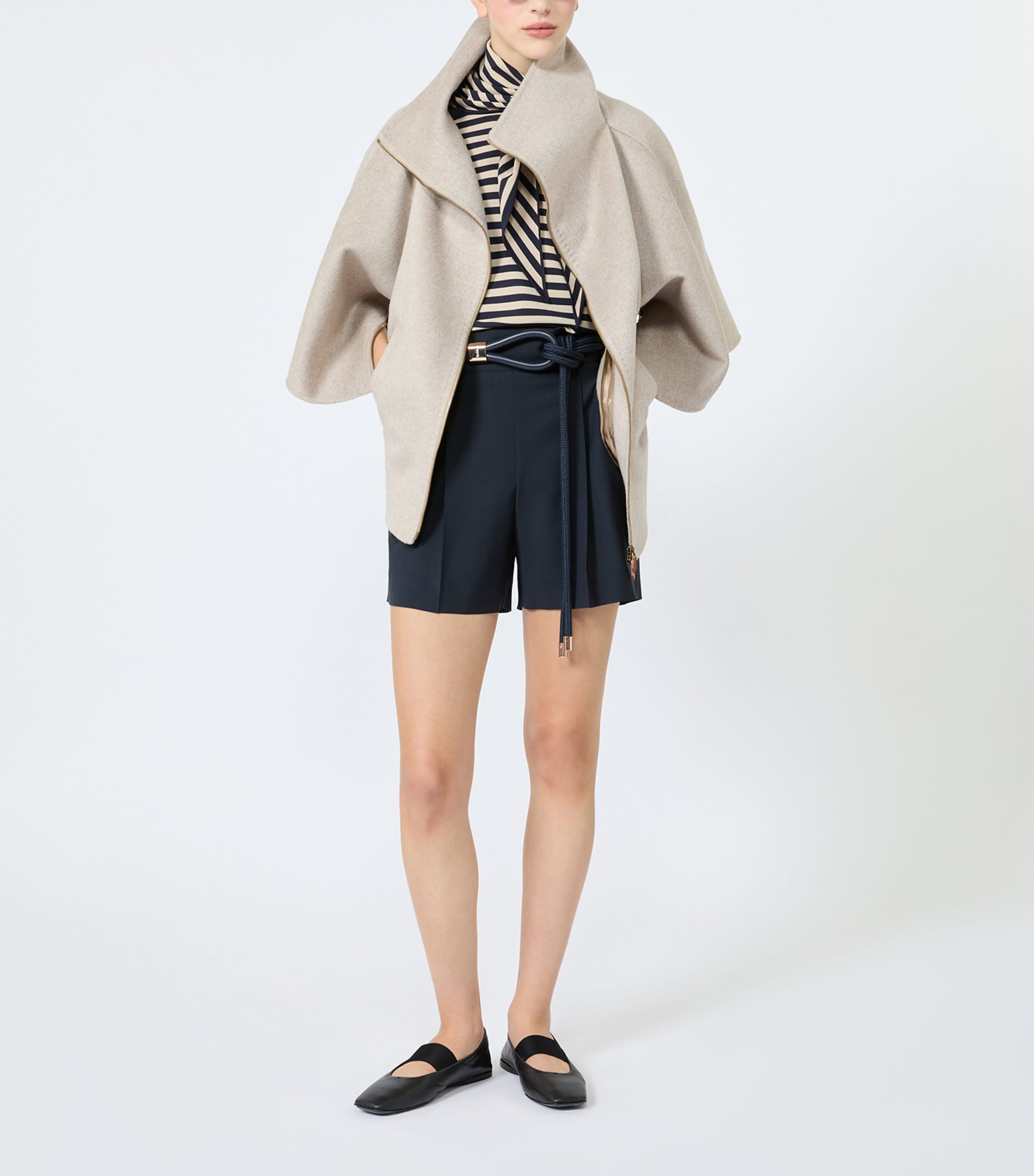 Max Mara Womens Scarf-Detail Stripe T-Shirt Stone Image 2