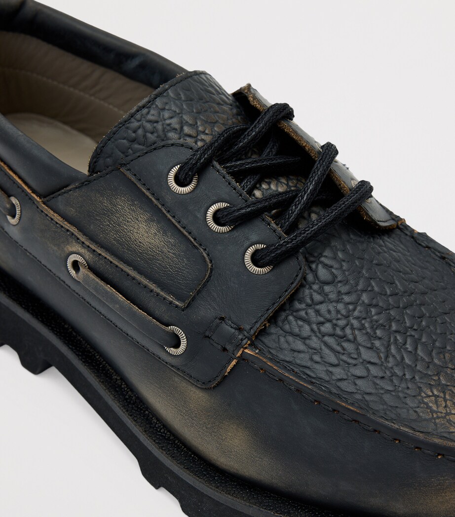 Leather Skiff Boat Shoes BLACK/BROWN Image 5