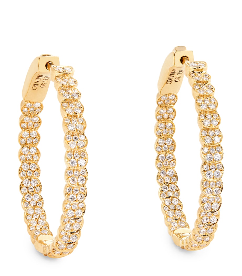 Yellow Gold and Diamond Luna Hoop Earrings YELLOW GOLD Image 1