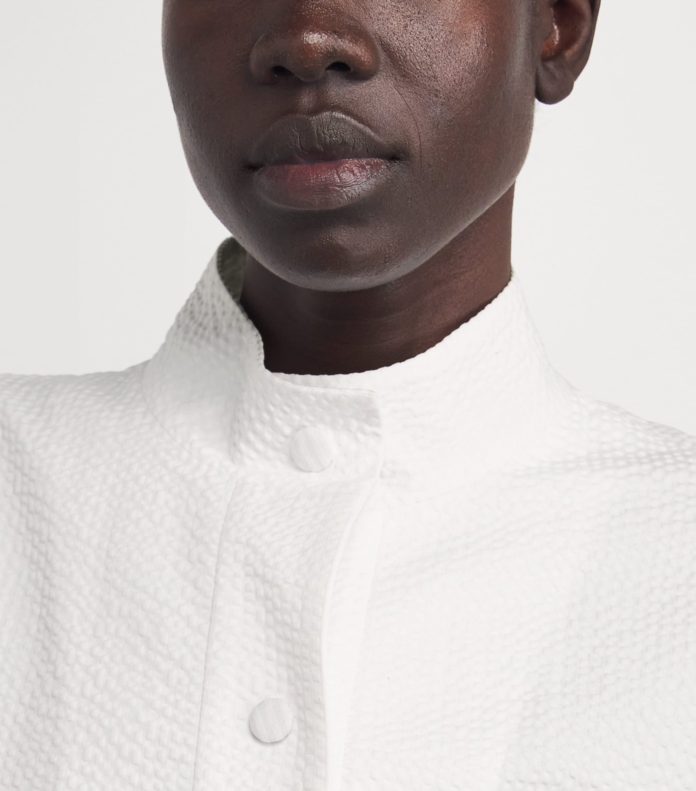 Seersucker Cotton Midi Dress WHITE Image 4