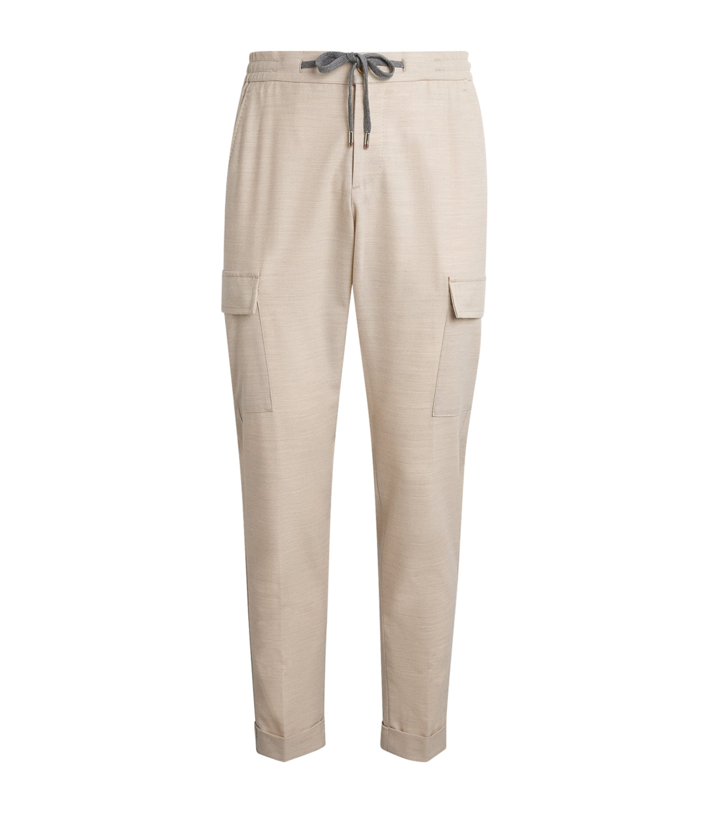 Marco Pescarolo Womens Stretch-Cashmere Drawstring Cargo Trousers Beige Image 1