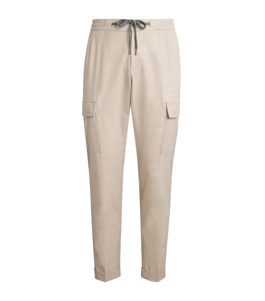 Marco Pescarolo Womens Stretch-Cashmere Drawstring Cargo Trousers Beige Image 1