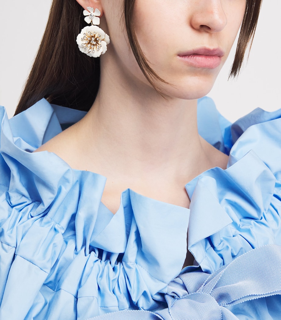 Carolina Herrera Statement Floral Drop Earrings White Image 2