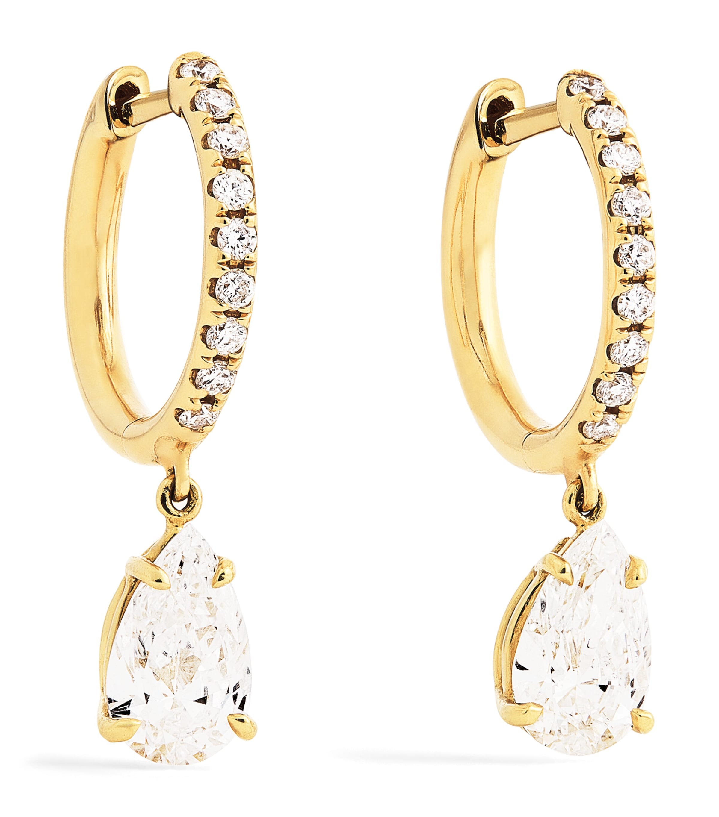 Small Yellow Gold and Diamond Huggie Earrings  YELLOW GOLD Image 1