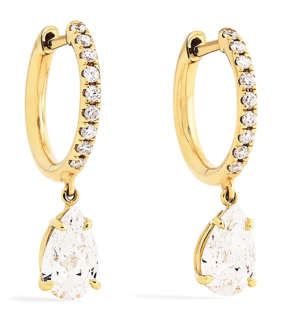 Small Yellow Gold and Diamond Huggie Earrings YELLOW GOLD Image 1