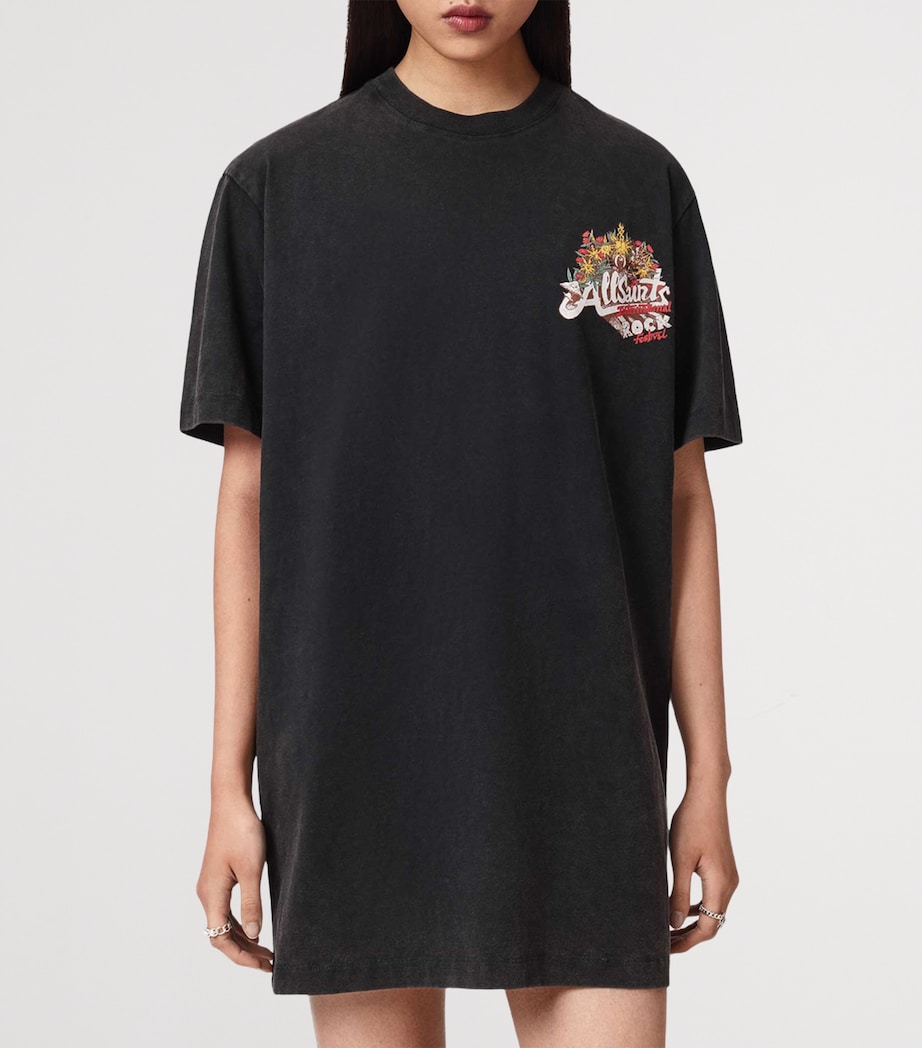 AllSaints Womens Organic Cotton Roque Mini Dress Washed Black Image 3