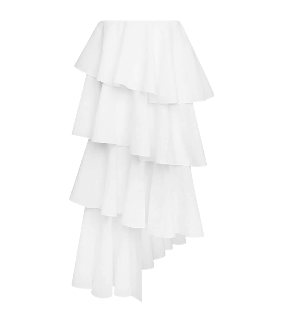 Cotton-Linen Spiral Midi Skirt BLANC Image 1