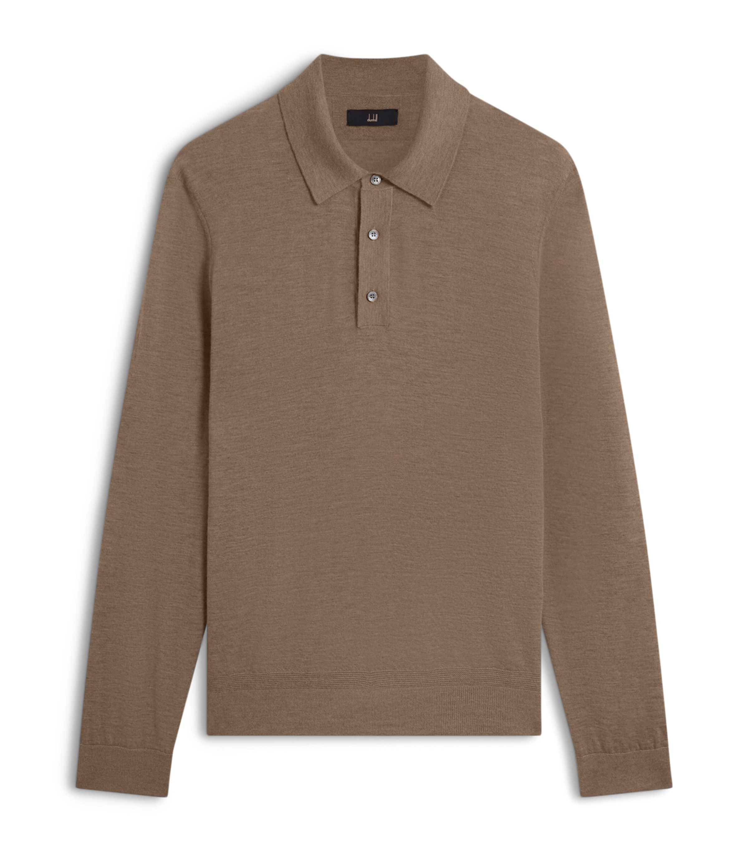 Superfine Cashmere Long-Sleeve Polo Shirt 254MID NATURAL Image 1