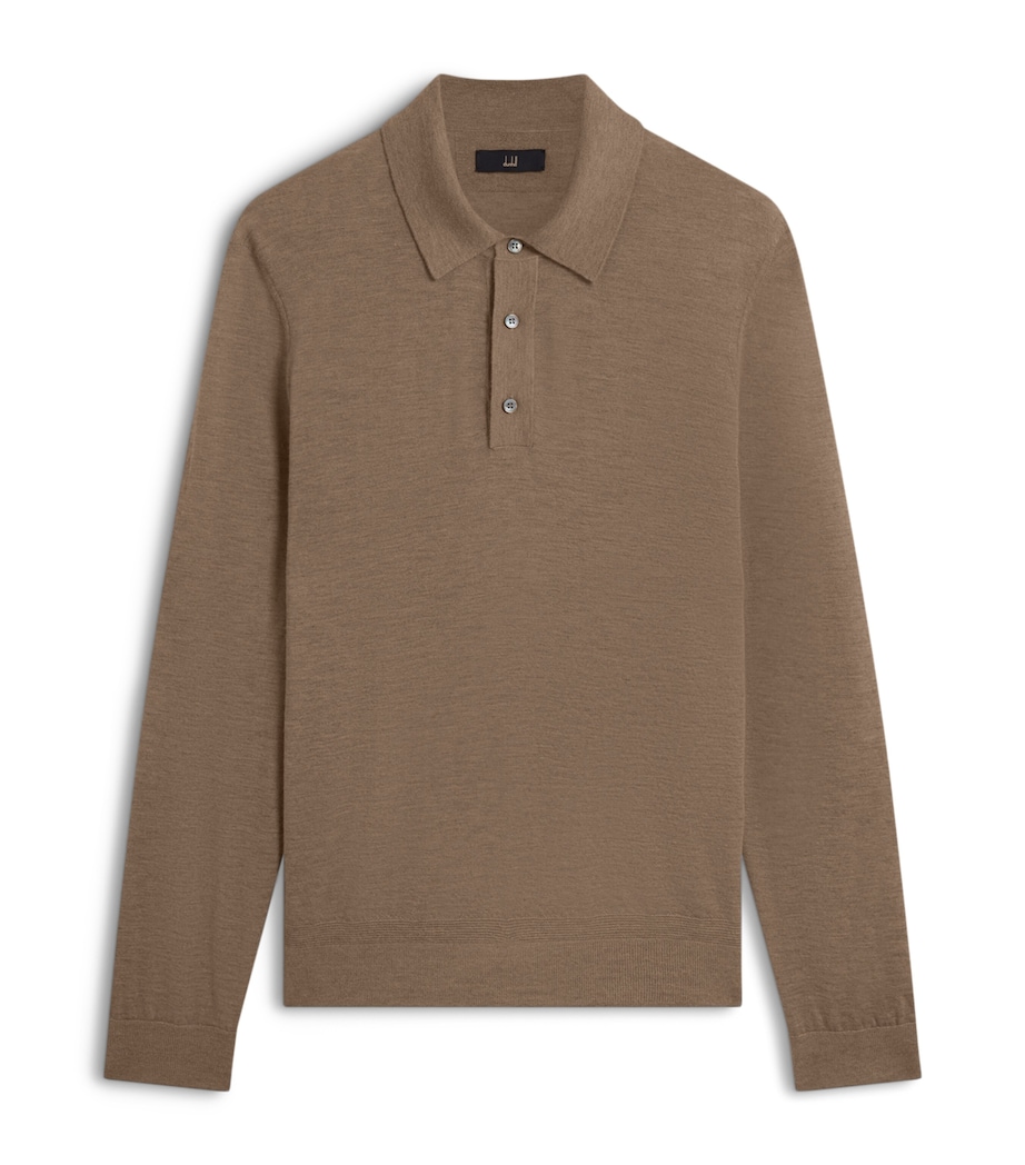 Superfine Cashmere Long-Sleeve Polo Shirt 254MID NATURAL Image 1
