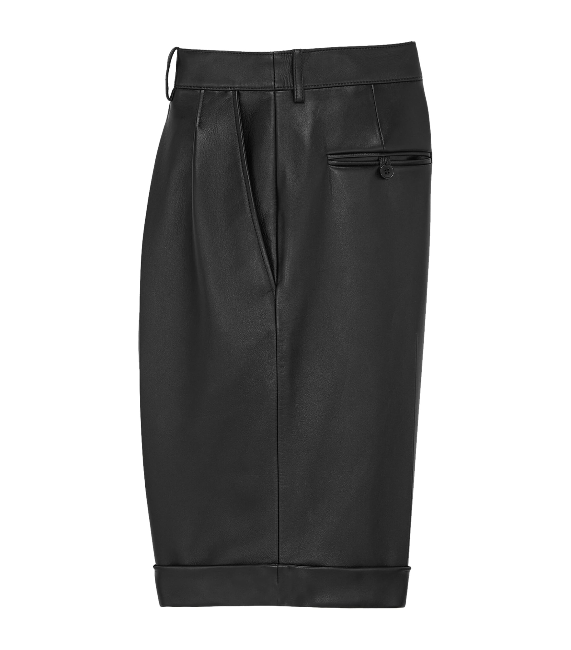 Saint Laurent Womens Leather Tailored Shorts Image 2