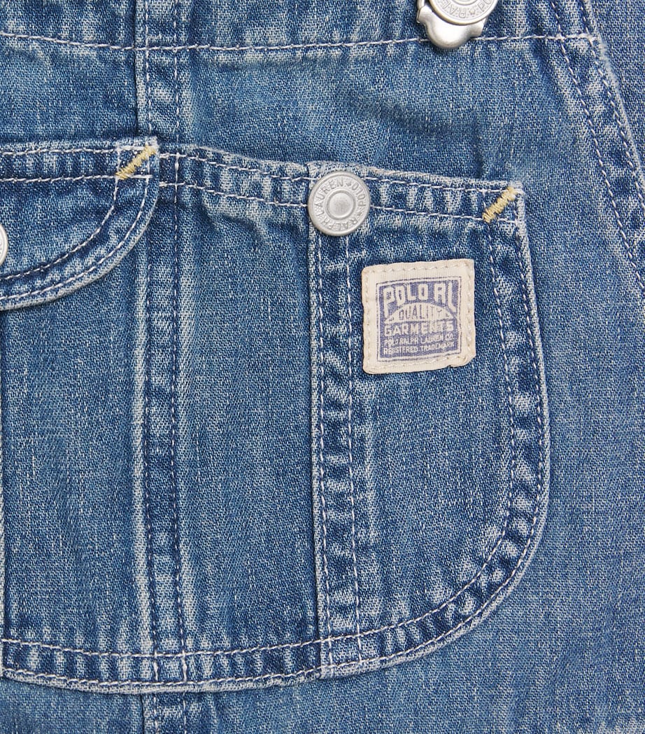 Ralph Lauren Kids Denim Dungarees (7-16 Years) Volpe Wash Image 3