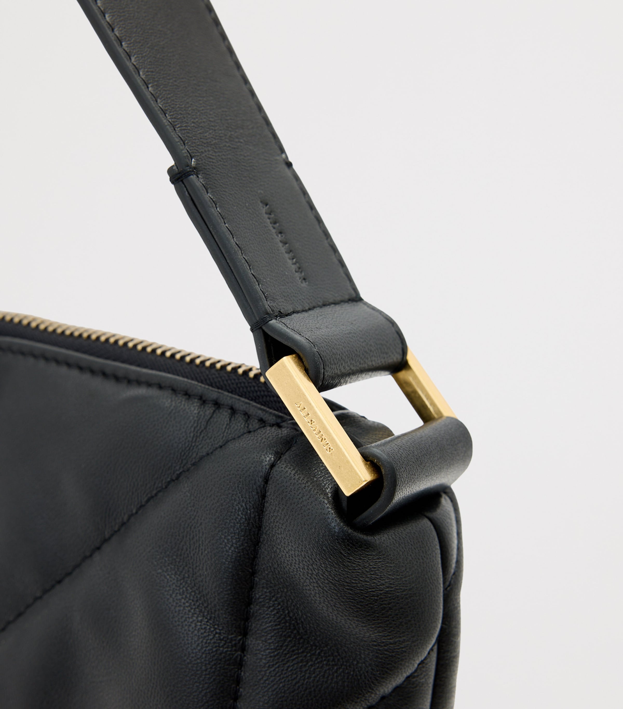 AllSaints Quilted Leather Edbury Shoulder Bag Black Image 6