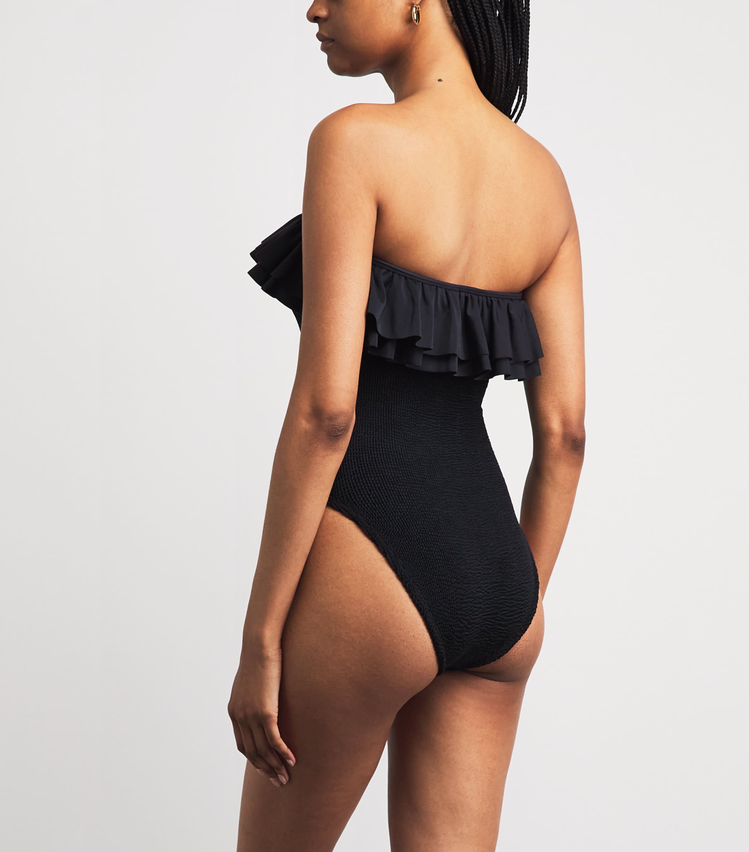 Hunza G Womens Frill Eloise Swimsuit Black Image 3