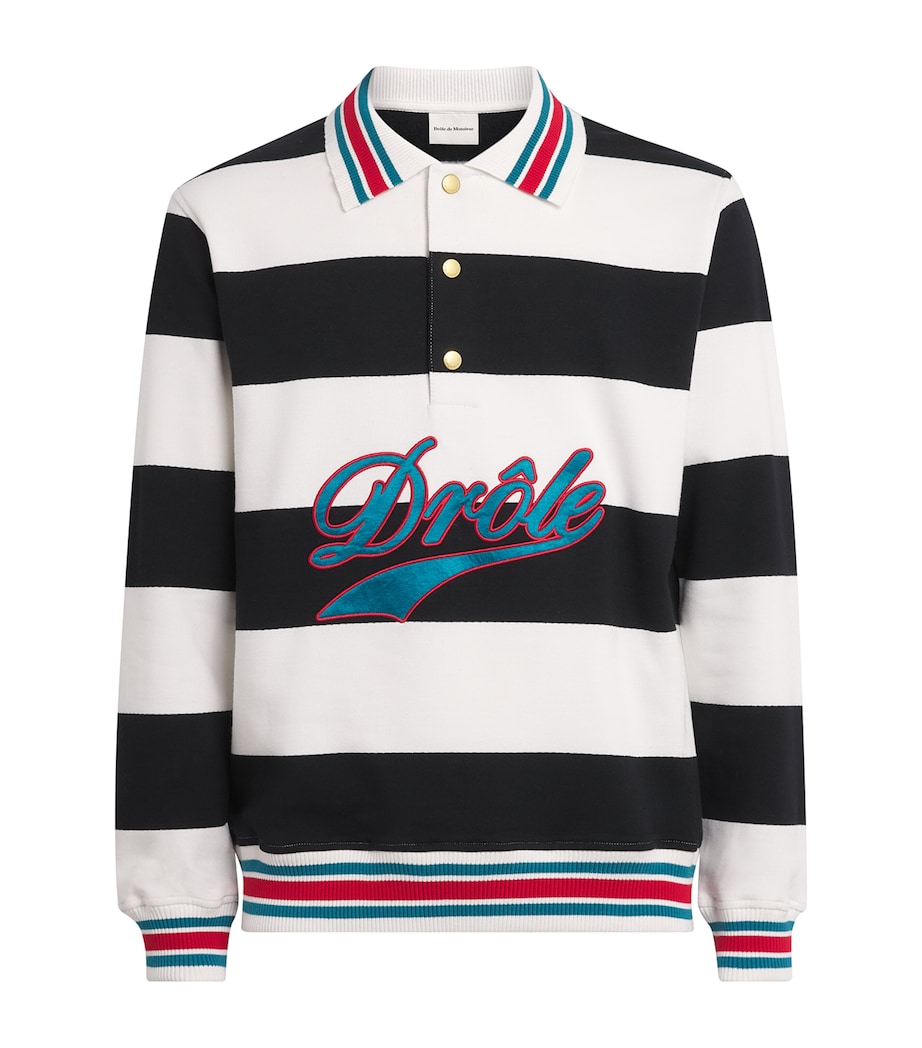 Drôle de Monsieur Mens Cotton Stripe Logo Shirt Off White Image 1