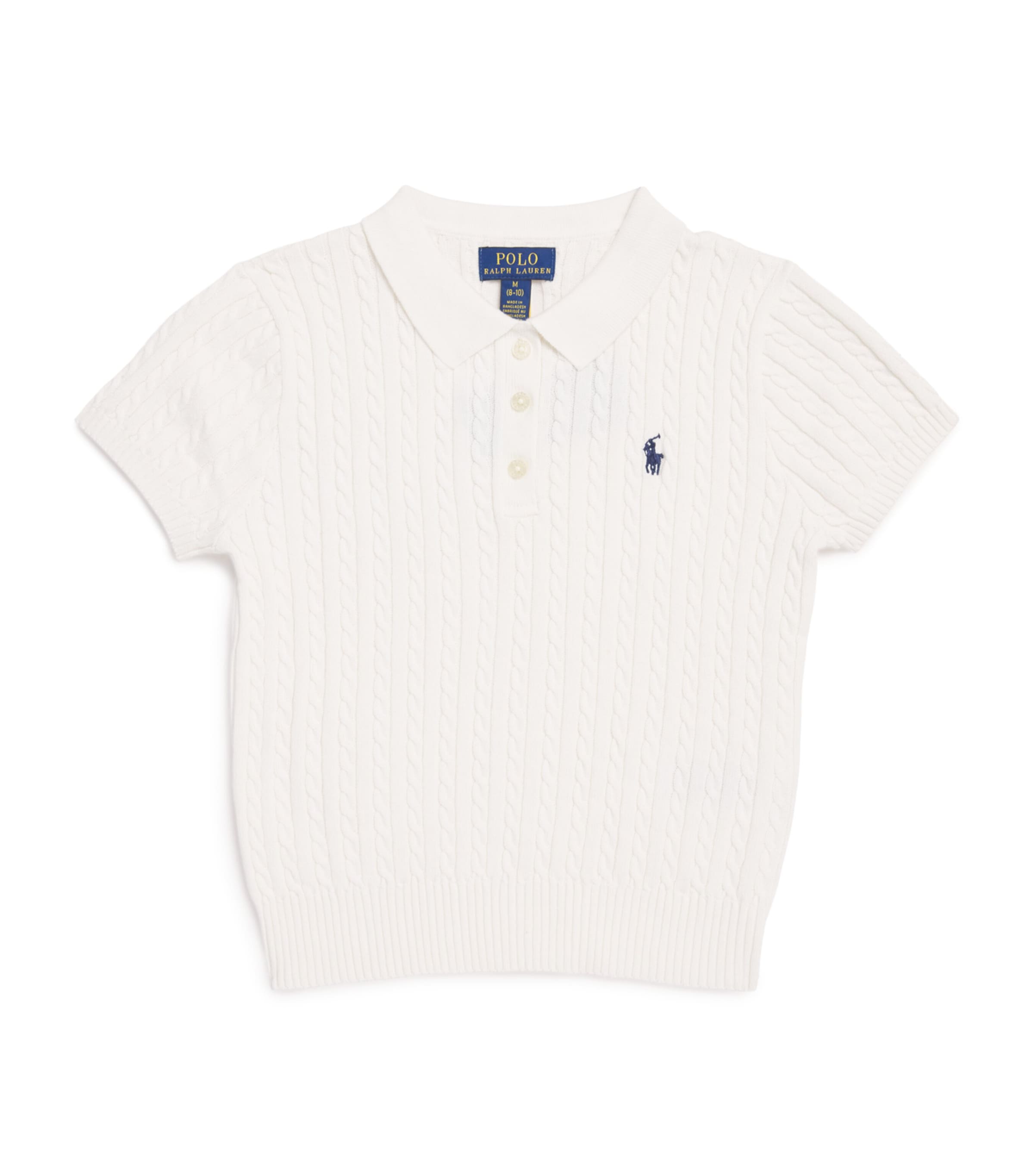 Ralph Lauren Kids' Cable-knit Polo Sweater In White