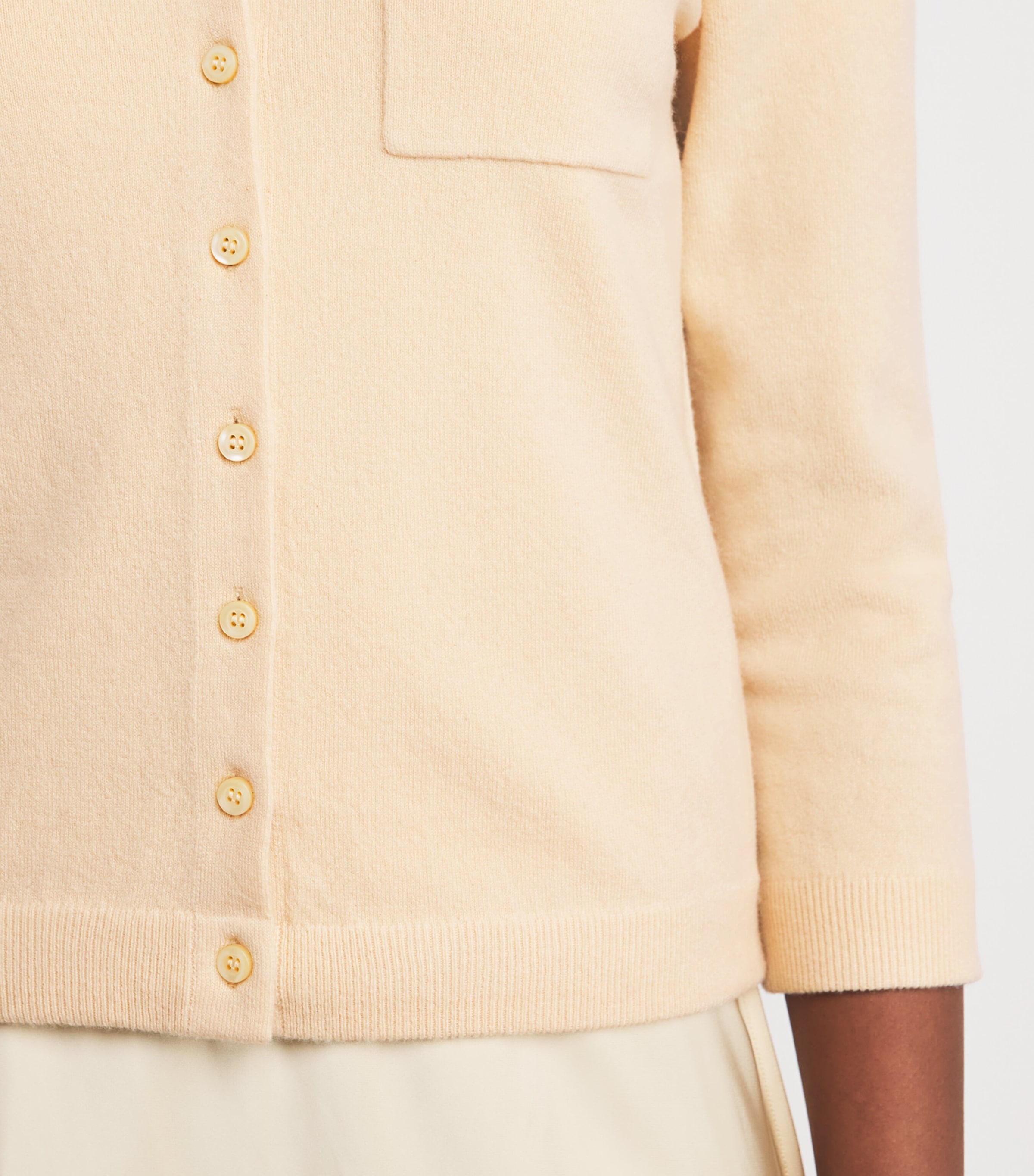 Vince Womens Wool-Blend Pocket Cardigan Chamomile Image 3