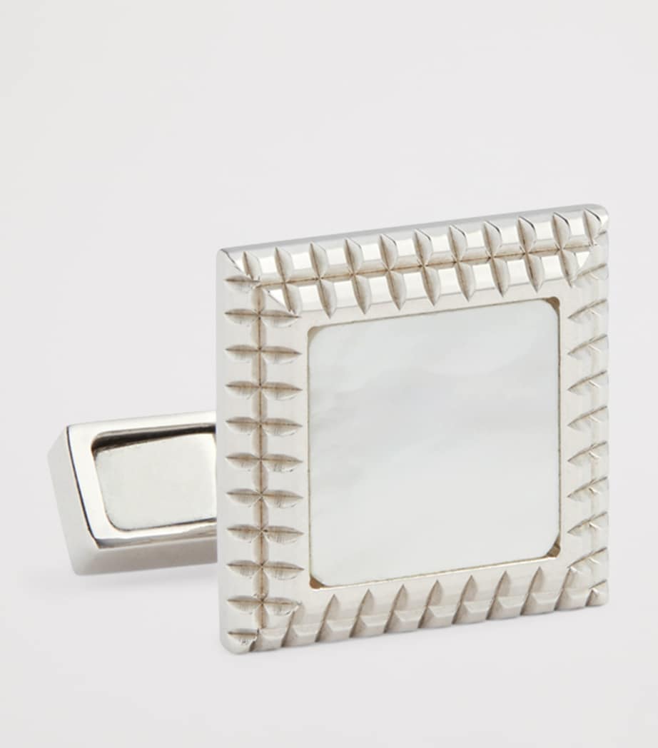 Sterling Silver Hobnail-Insert Square Cufflinks 100WHITE Image 2