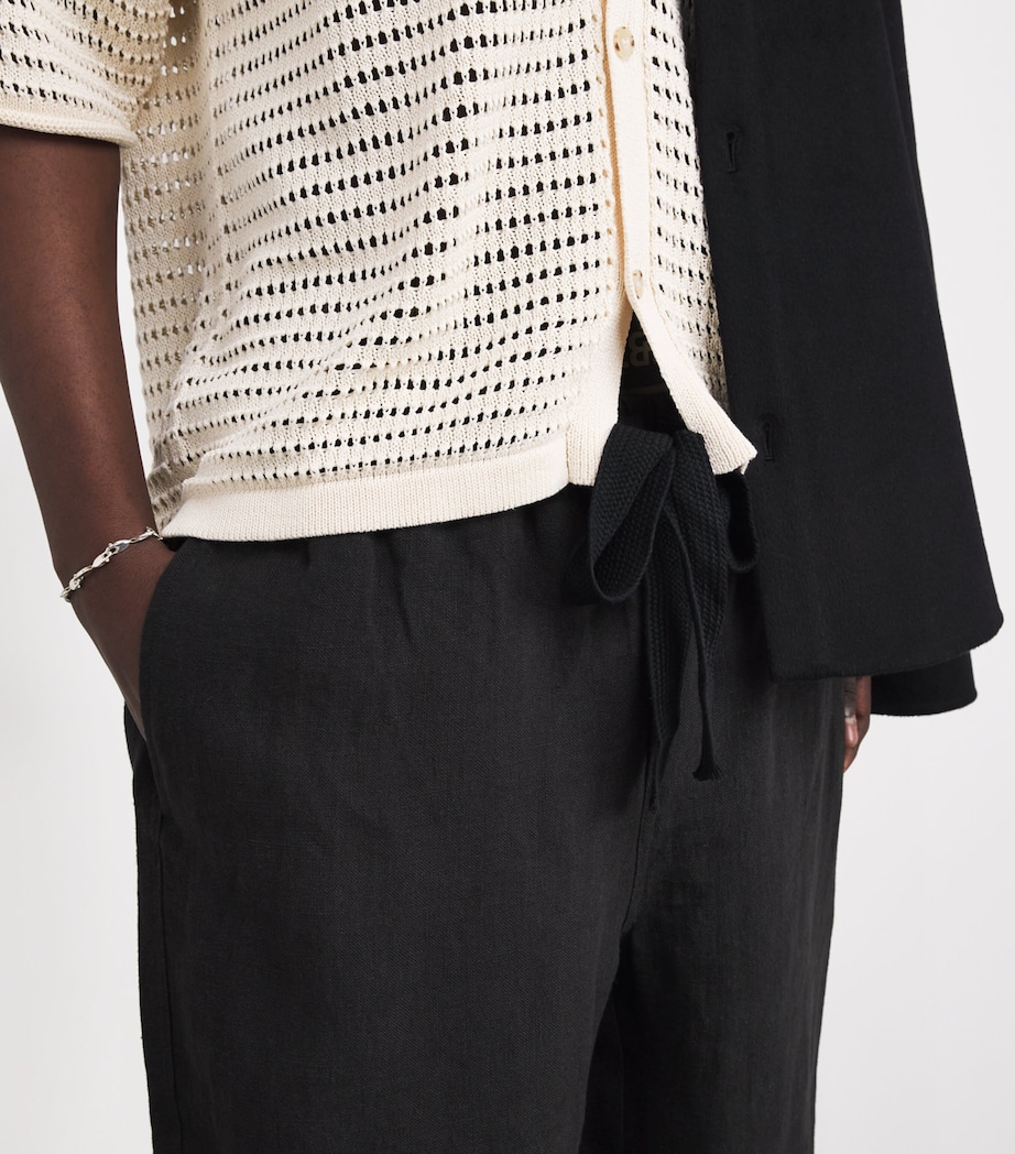 Linen Wide-Leg Trousers BLACK Image 6