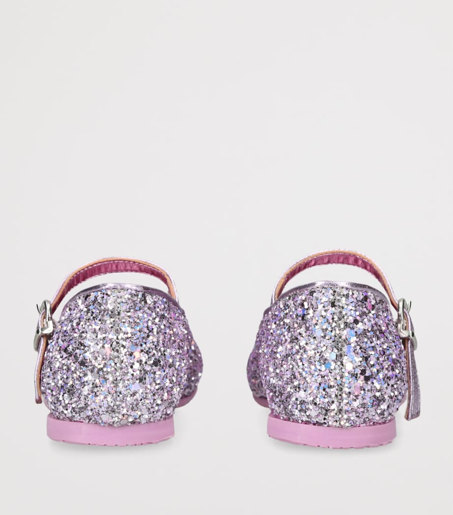 Glittered Butterfly Embroidered Ballet Flats PURPLE Image 2