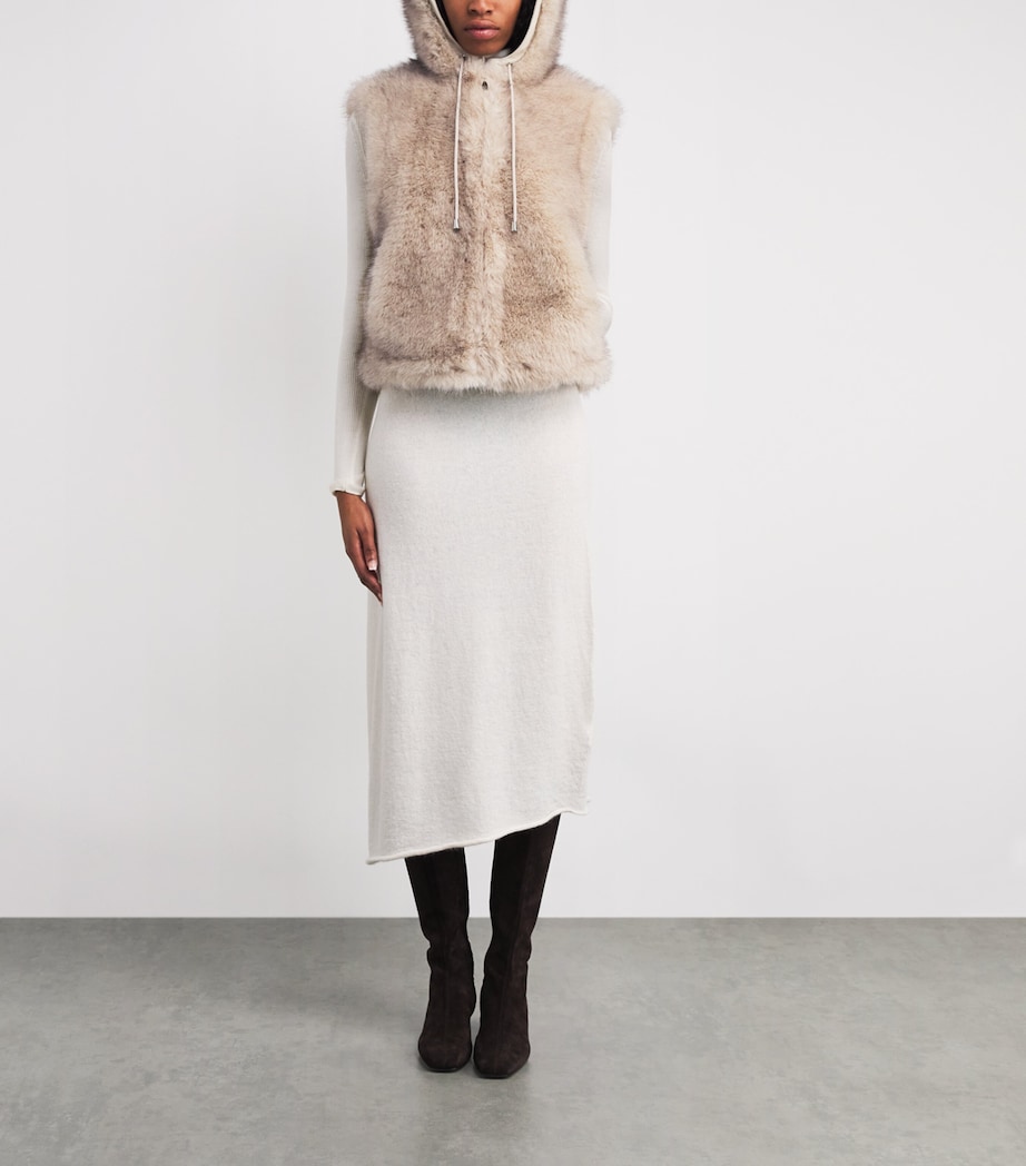 Faux Fur Hooded Gilet BEIGE Image 2