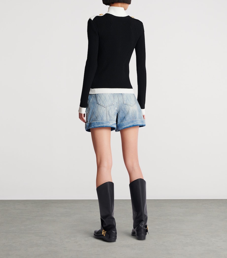 Contrast Zip-Up Cardigan EAB NOIR/BLANC Image 6