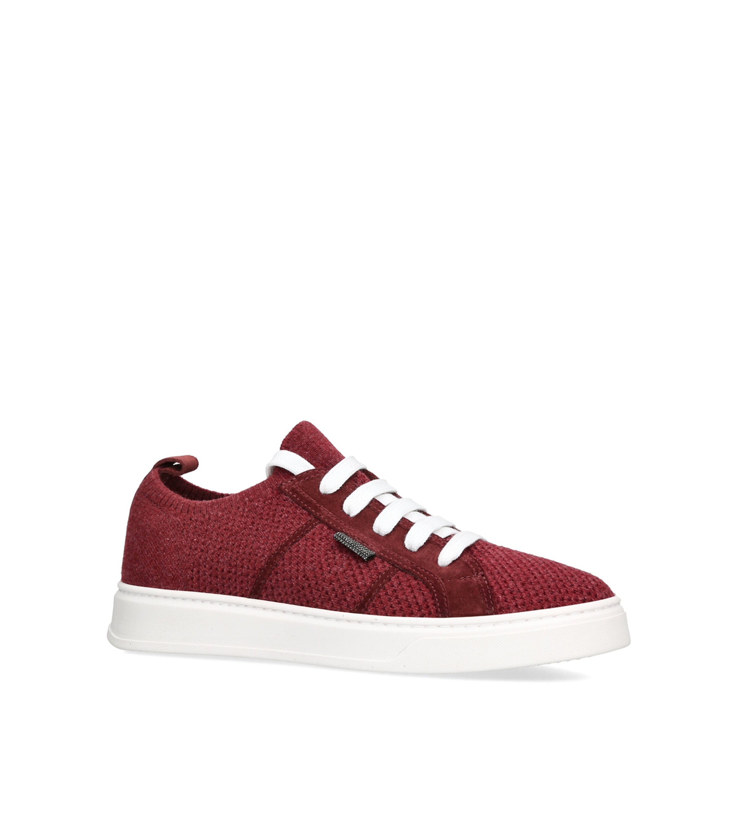 Brunello Cucinelli Kids Cotton Knitted Sneakers Wine Image 2