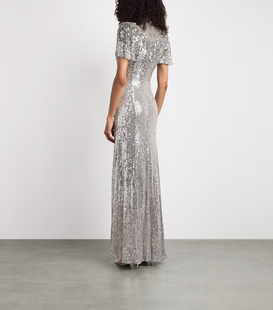 Jenny Packham Womens Embellished Viola Gown Ammonite Image 4