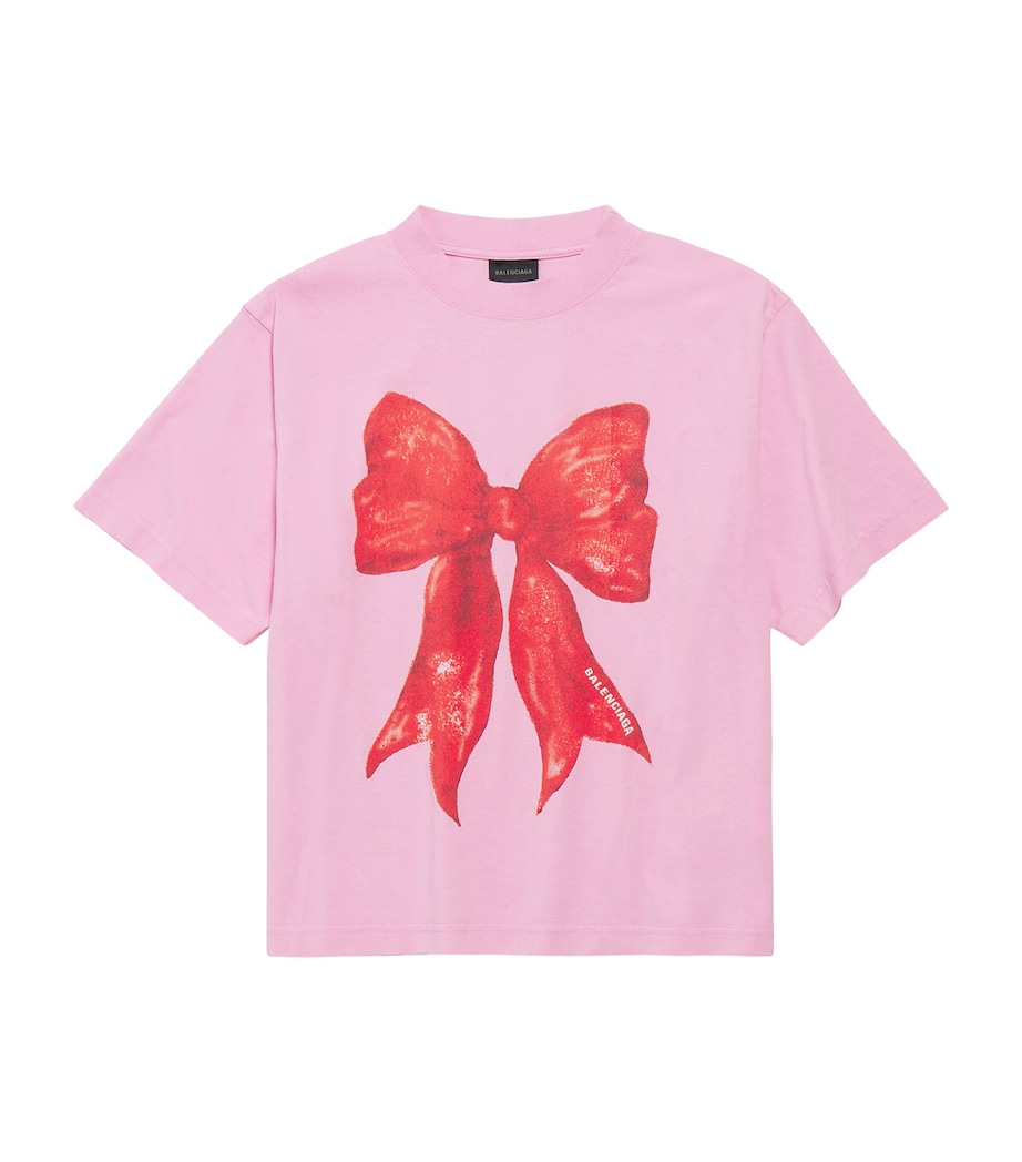 Balenciaga Womens Cotton Bow Print T-Shirt Image 1