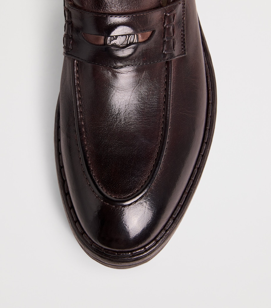 Calfskin Moccasin Penny Loafers CACAO Image 5