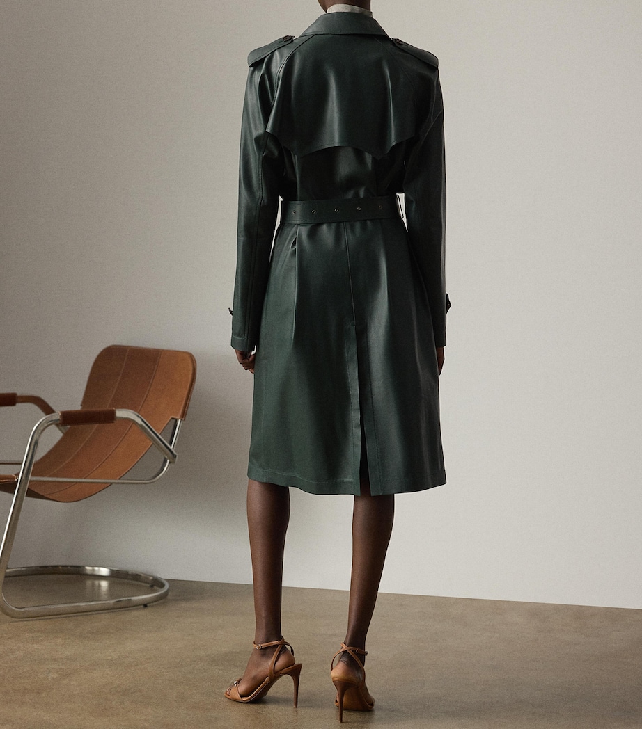 Leather Trench Coat DARK RACING GREEN Image 3