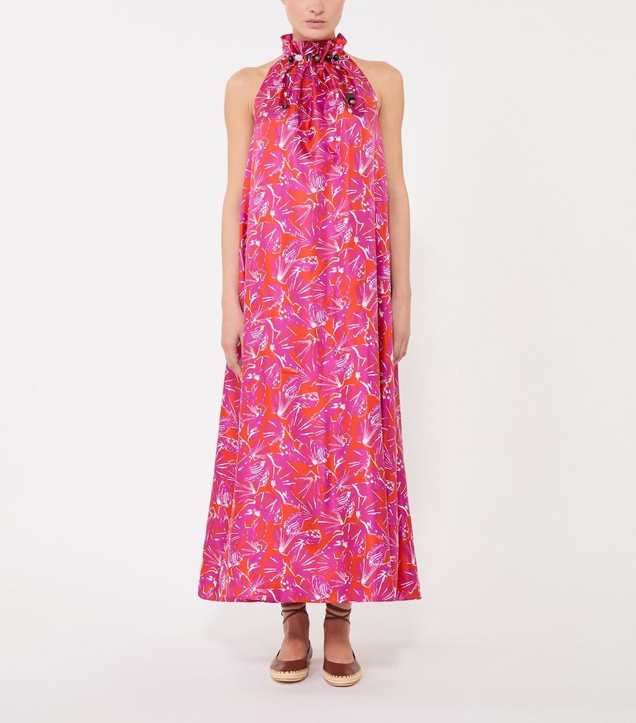 Max Mara Womens Silk Twill Printed Midi Dress Coral Image 3