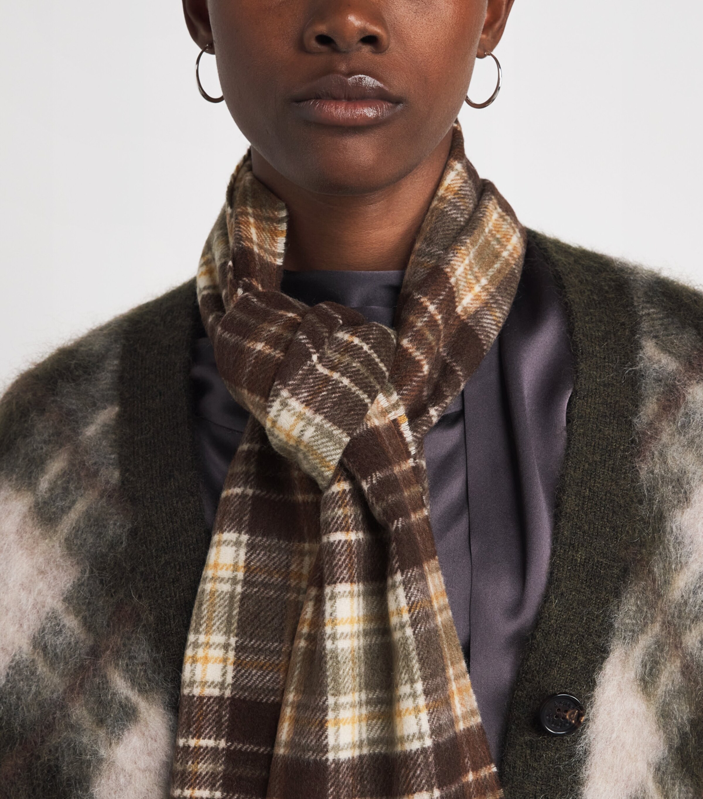 Acne Studios Cashmere-Wool Check Scarf Dark Brown/khaki Image 3