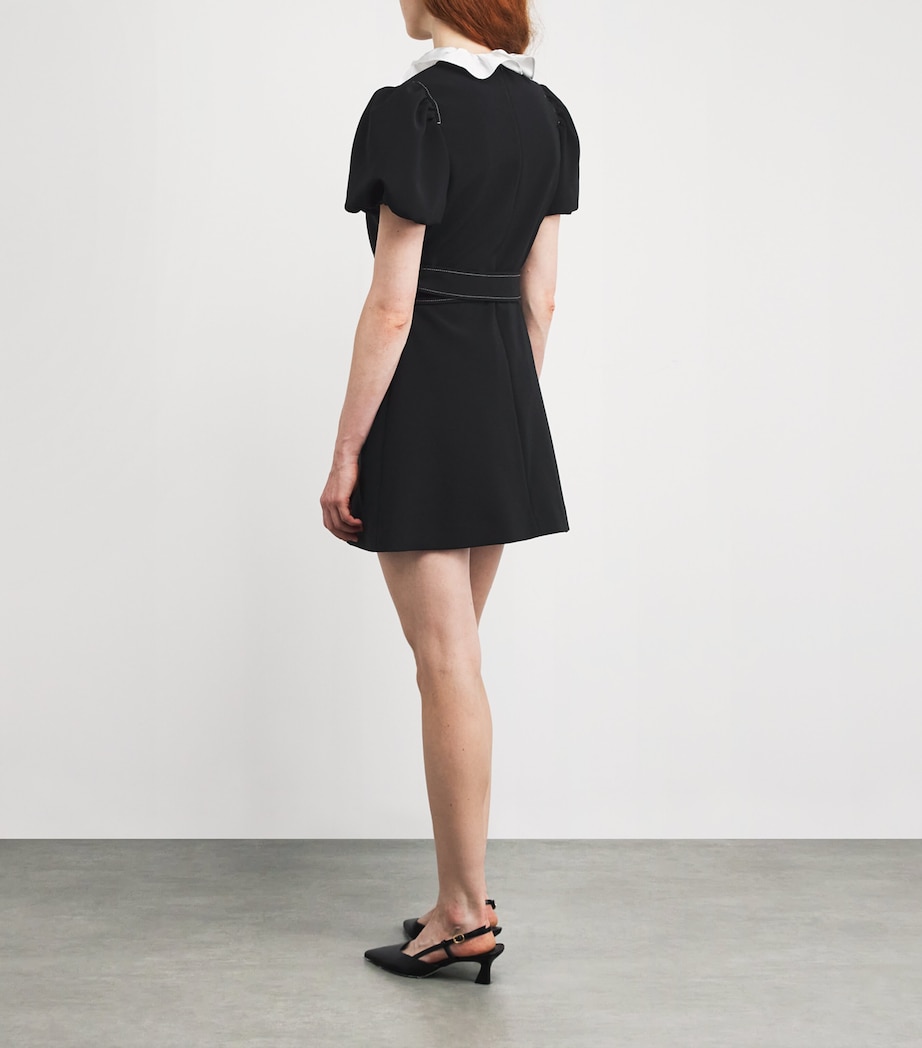 Belted Ruffle-Collar Mini Dress BLACK Image 3