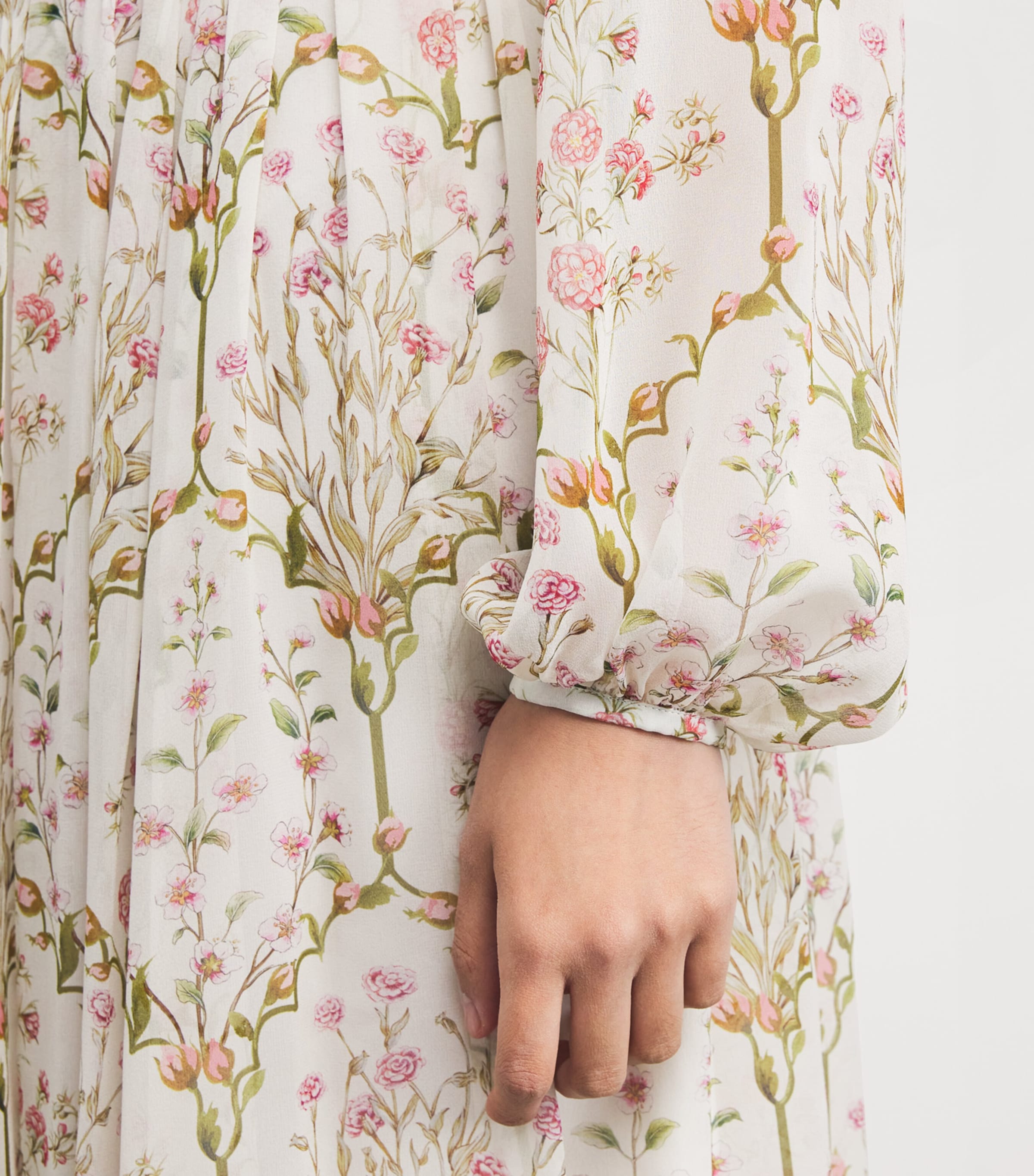 Silk-Georgette Belted Gown P068 IVORY Image 4