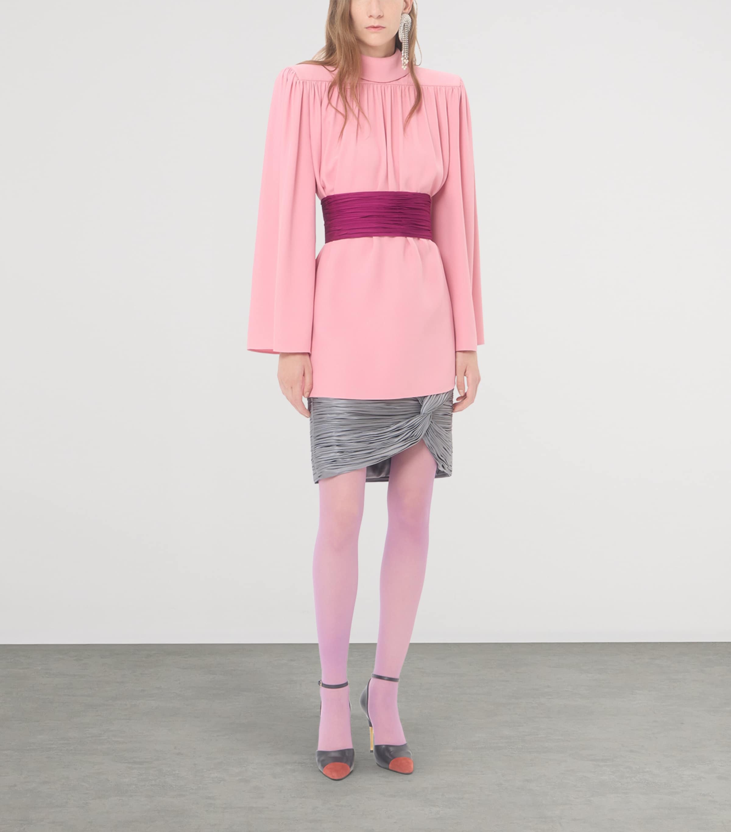Valentino Womens Satin Draped Plissé Mini Skirt Image 2