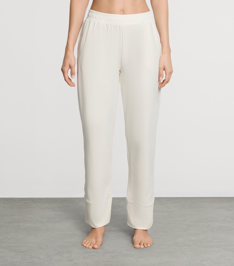 Hanro Womens Stretch-Cotton Easy Living Trousers Misty White Image 2