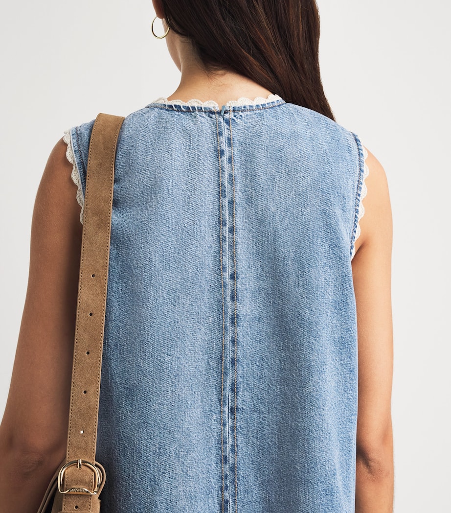 FRAME Womens Denim Crochet Tide Mini Dress Dawn Image 5