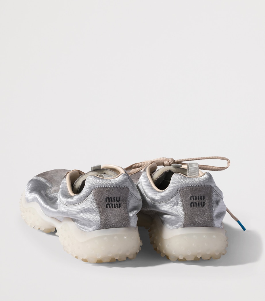 Miu Miu Technical Fabric & Suede Bubble Sneakers Grey Image 3