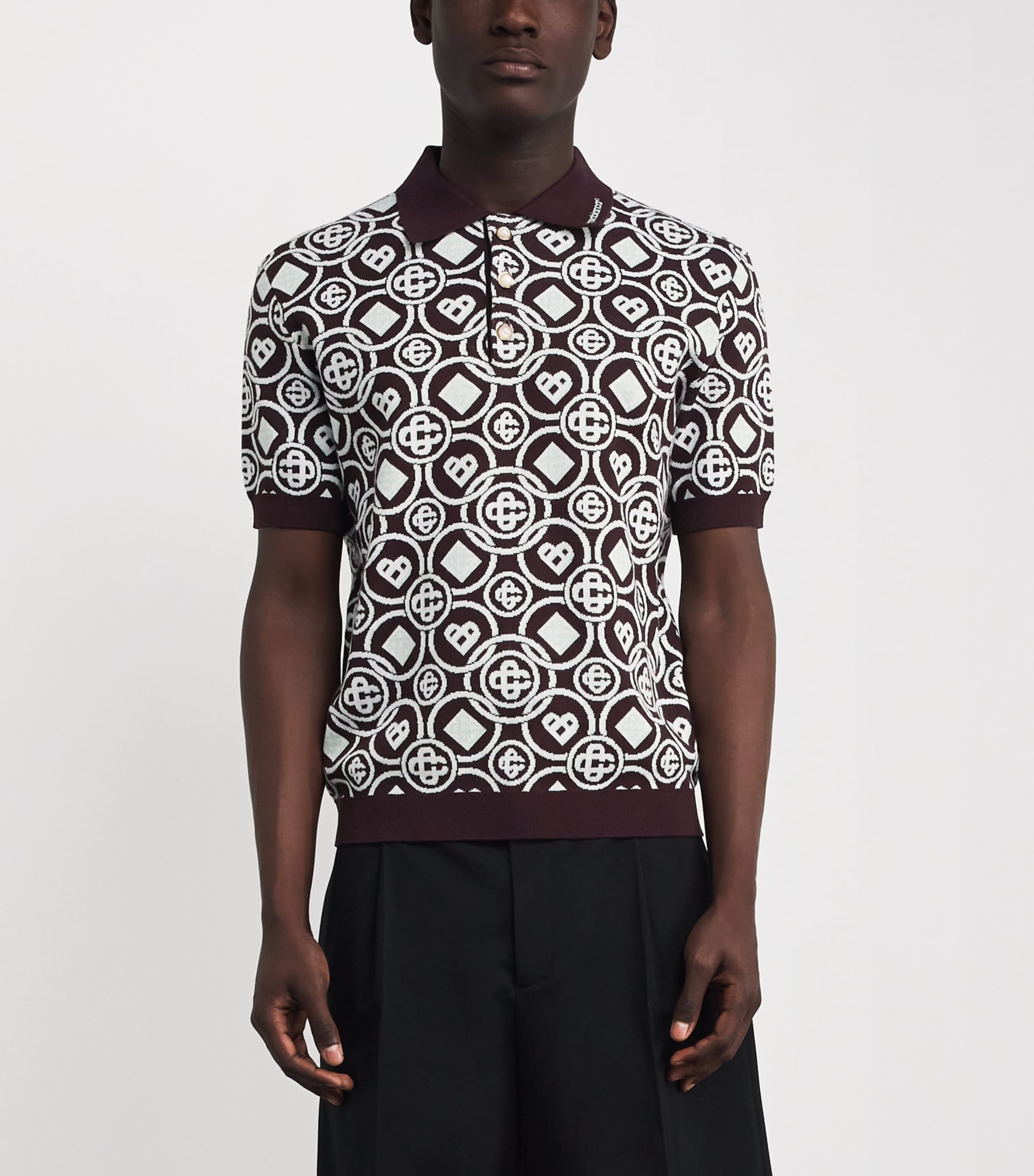 Cotton Monogram Polo Shirt AUBERGINE Image 3