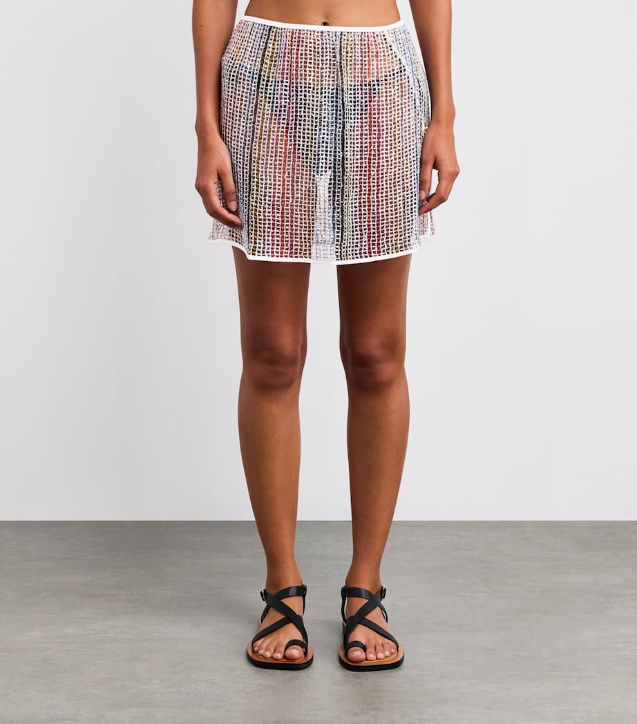 Open-Knit Sequinned Mini Skirt S01I0 MULTI W WHITE BASE Image 3