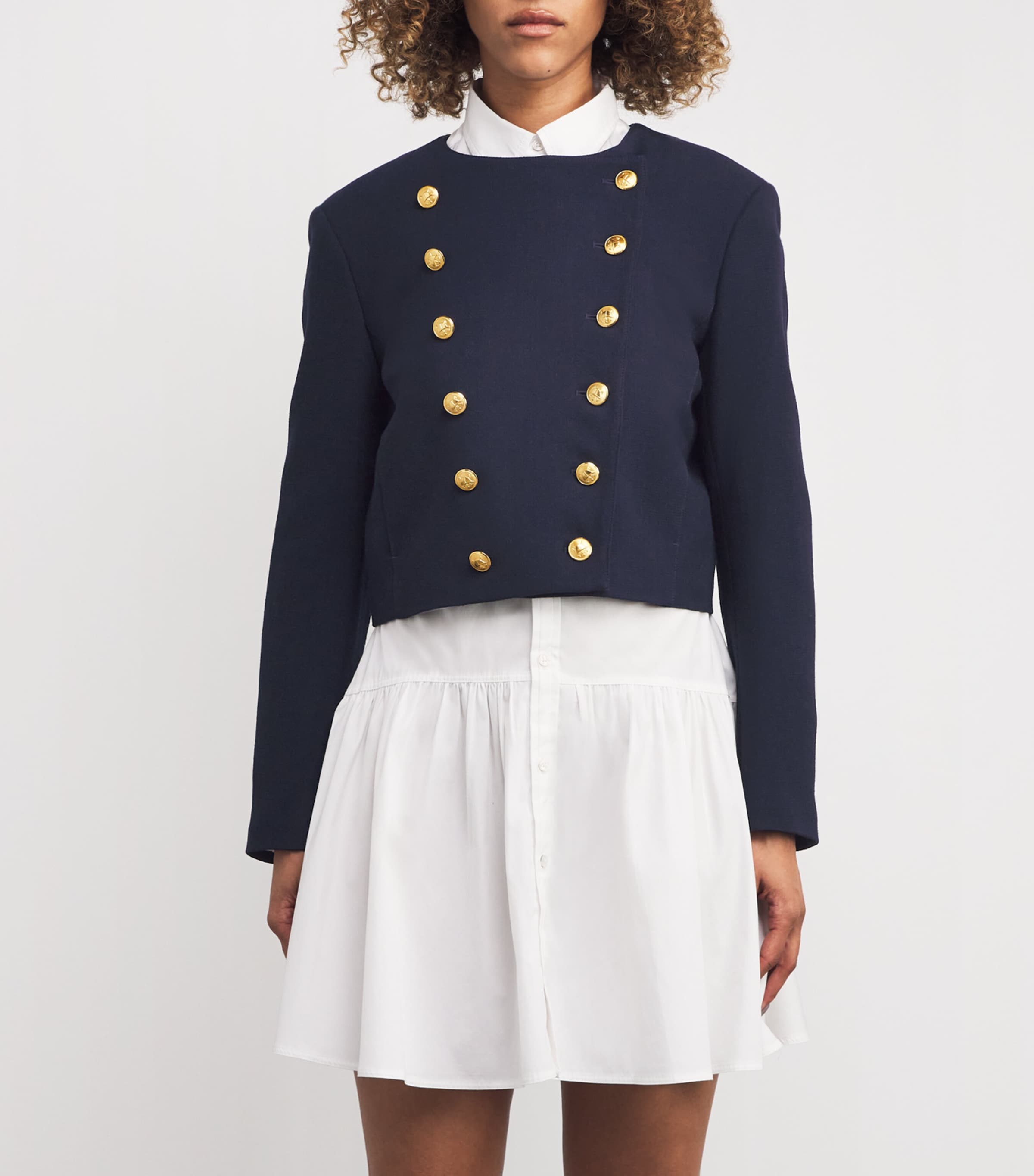 Wool Button-Detail Jacket NAVY Image 3